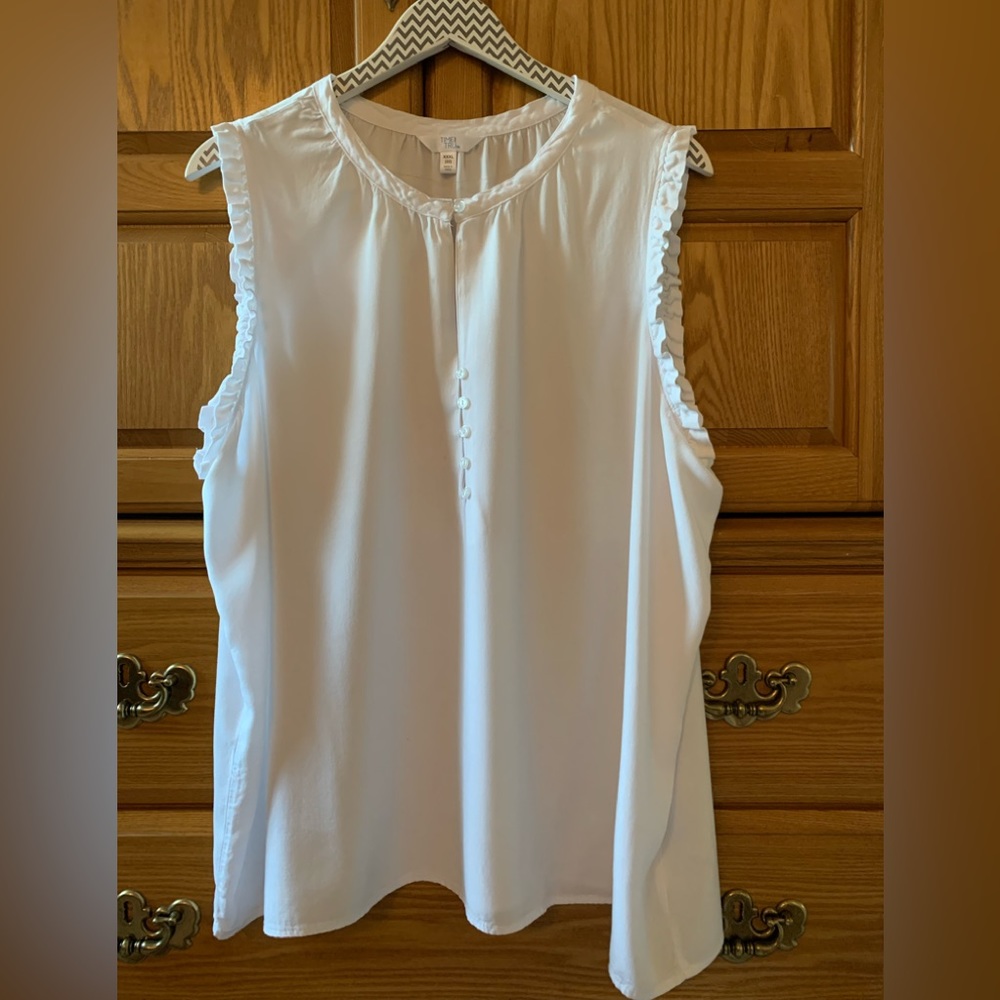 White sleeveless top